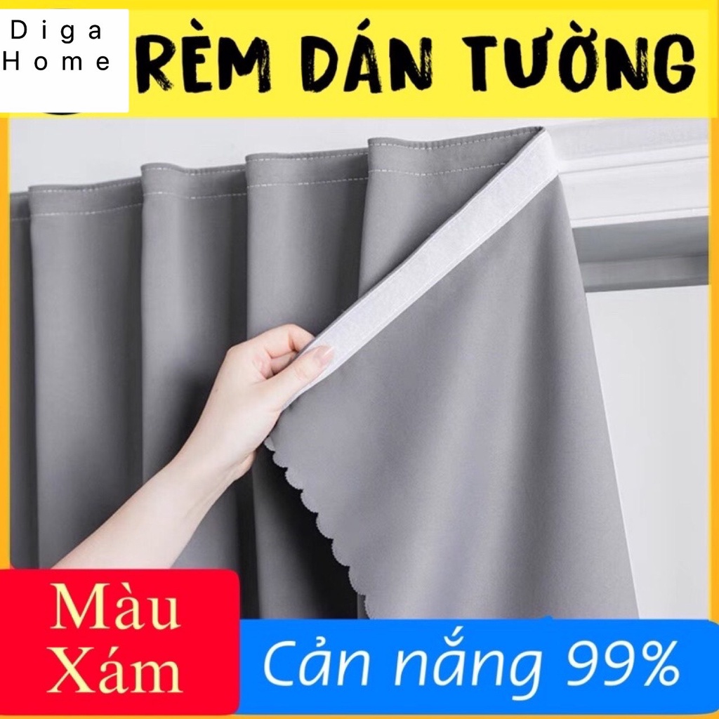 Rèm dán tường màu xám,rèm trang trí cửa sổ, rèm vải thô che nắng 100%