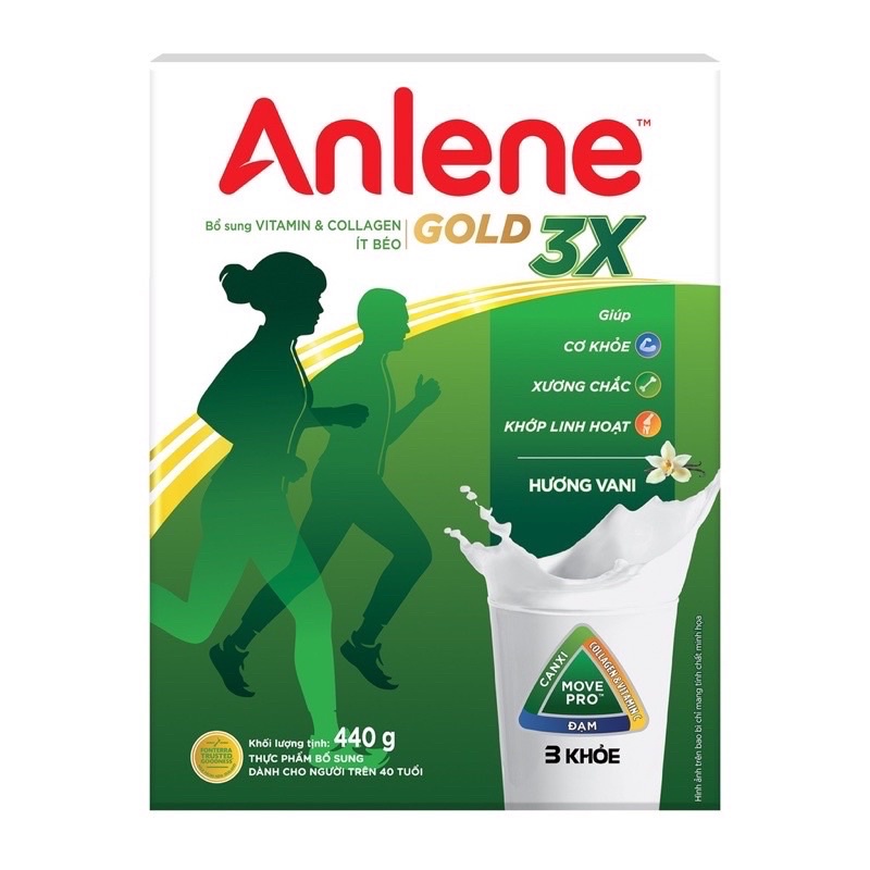 Sữa bột Anlene gold 3x hộp giấy 440g - chính hãng, date mới