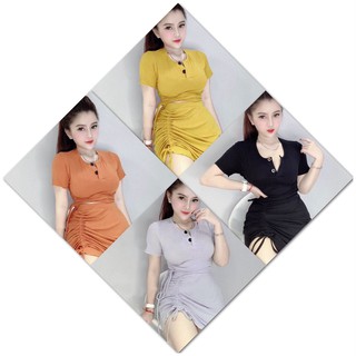 Set Áo Croptop Kèm Chân Váy Rút