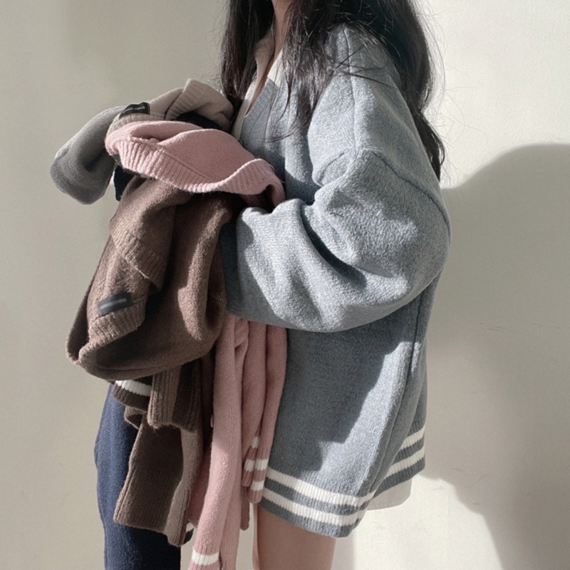 Áo khoác cardigan tay dài dáng rộng thời trang năng động cho nữ