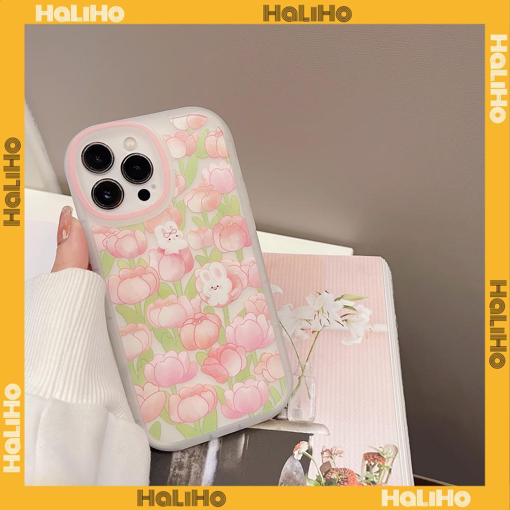 iPhone Case Silicone Soft Case Clear Case TPU Airbag Shockproof Full Coverage Protection Camera Pink Flower Rabbit For iPhone 13 Pro Max iPhone 12 Pro Max iPhone 11 iPhone 7 Plus