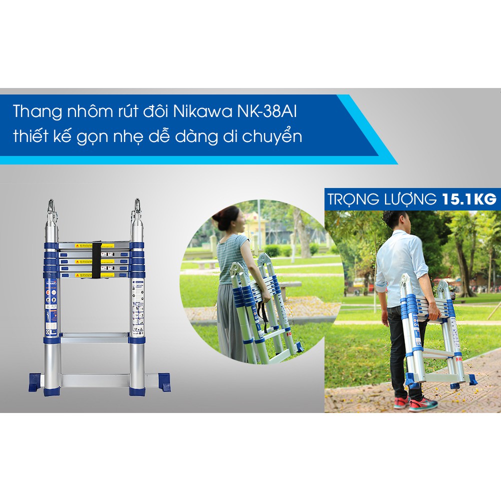 Thang nhôm rút đôi Nikawa NK-38AI