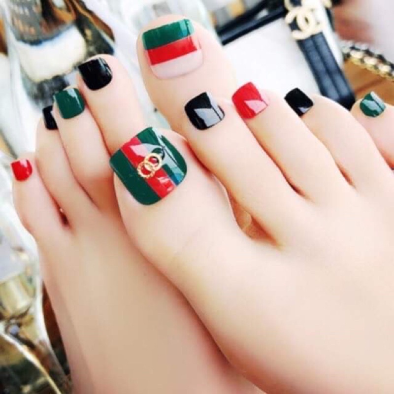 24 Móng Chân Giả Hoạ Tiết Độc Đáo Xinh Xắn ( kèm keo dán )