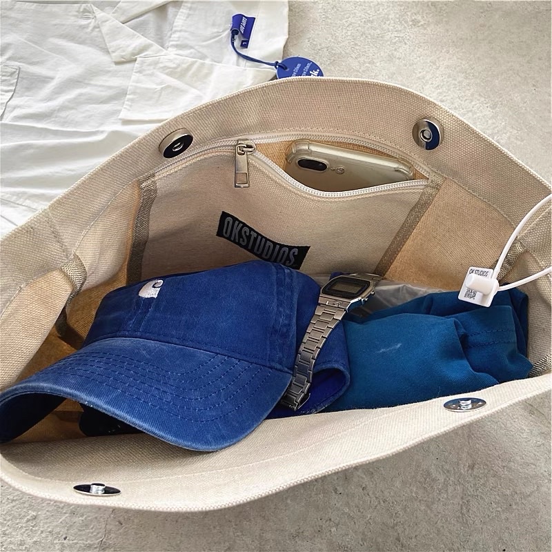 Túi tote canvas Unisex vịt humanmade 9ty có ngăn khóa kéo bên trong phong cách cá tính đường phố trẻ trung