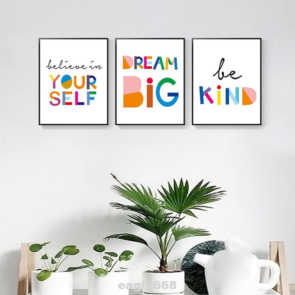 Set 3 Tranh Vải Bạt Treo Tường In Chữ Tiếng Anh Truyền Cảm Hứng Trang Trí Nhà Cửa