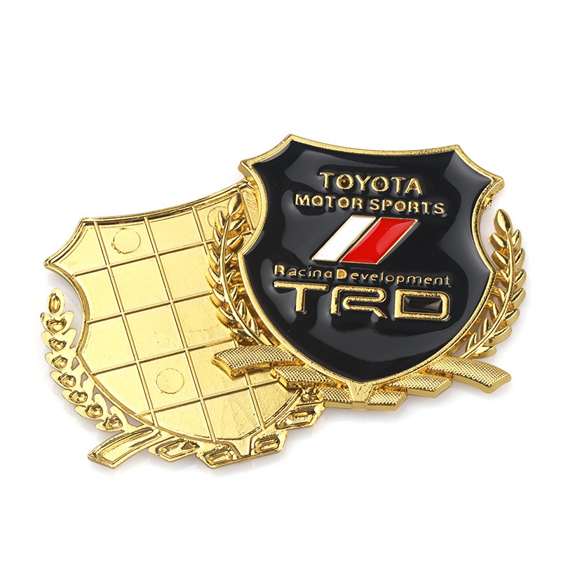 Set 2 logo Kim Loại 3D Dán Xe Toyota TRD