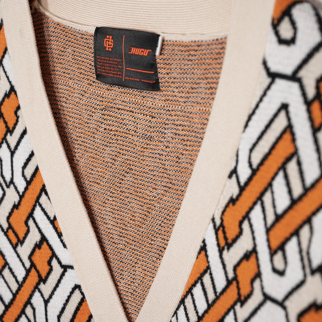 Áo khoác len HUGU - Monogram cardigan orange - vải len mềm mịn - unisex