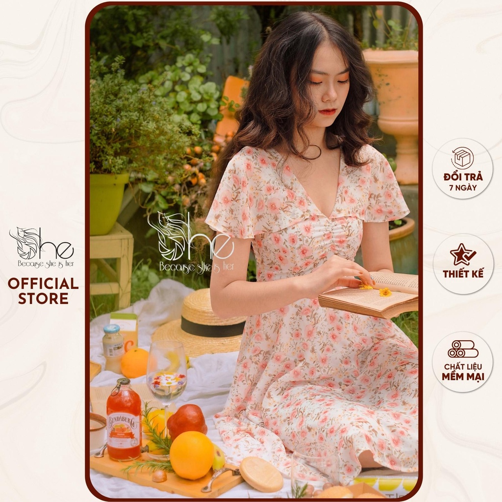 Đầm váy tiểu thư xoè She, váy nữ tay tiên siêu dễ thương thời trang cho nữ SDX78