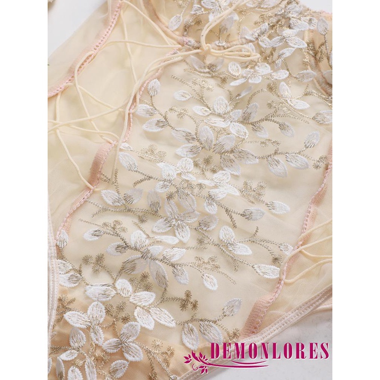 Bộ Đồ Lót Liền Thân Thêu Họa Tiết Gợi Cảm Cho Nữ