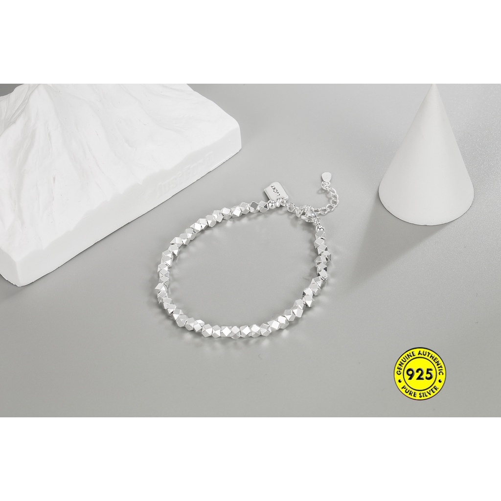 Vòng Tay Mạ Bạc Mặt Vuông Đính Đá Phong Cách Retro Sang Trọng