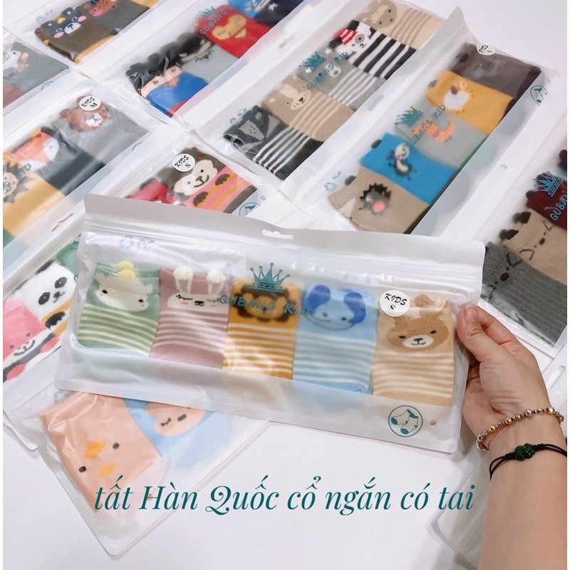 Set 5 Đôi Tất Cổ Ngắn Có Chống Trơn Cho Bé Trai, Bé Gái 0-3Y, Túi Zip Loại Đẹp