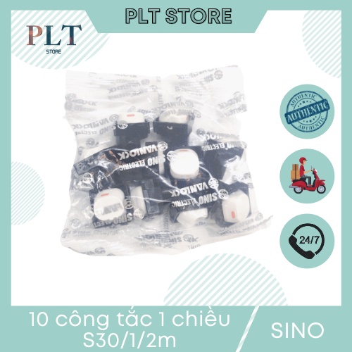 Bọc 10 hạt Công tắc 1 chiều 10A SINO S30/1/2M dùng chung cho Sê ri S18 , S98 , Zenlock