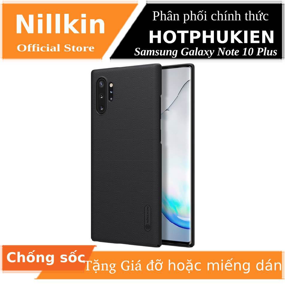 Ốp Lưng Sần chống sốc cho Samsung Galaxy Note 10 Plus hiệu Nillkin mặt lưng nhung chống bám bẩn