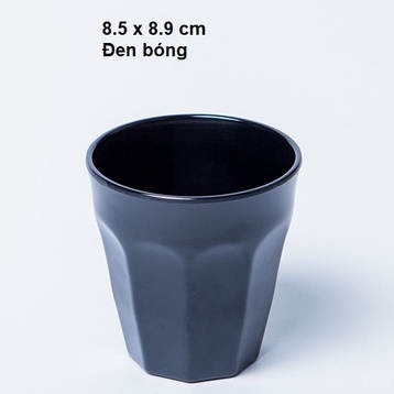 Bộ 10 ly,cốc uống nước nhựa Melamine đen bóng Ø 8.5 x 8.9 cm