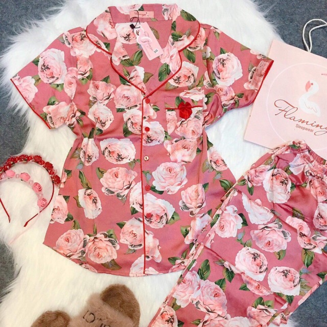 Đồ bộ lụa satin Flamingo