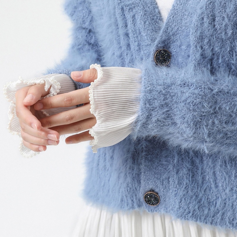 Ống Tay Áo Giả Xếp Ly Trang Trí Cổ Tay Áo Giả