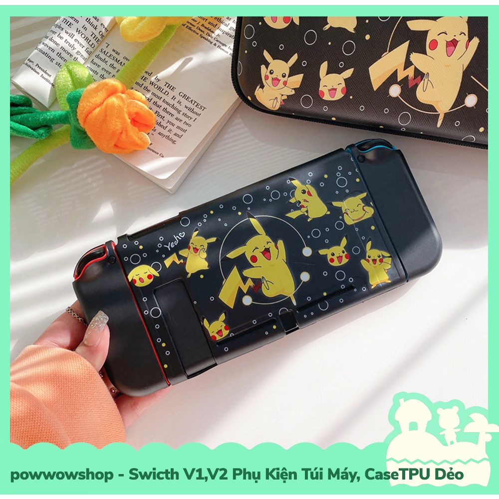 [Sẵn VN - Hỏa Tốc] Switch V1,V2 Phụ Kiện Túi Máy, Case Ốp TPU Dẻo Cho Máy Game Cầm Tay Nintendo Switch V1,V2 Black Pika