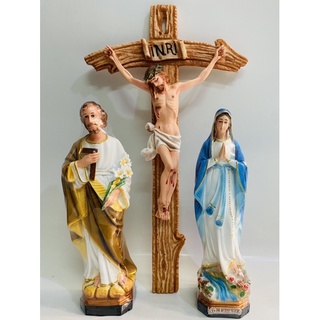 Tượng công giáo - bộ tượng thánh giá chúa 50cm đức mẹ lộ đức thánh giuse 30cm