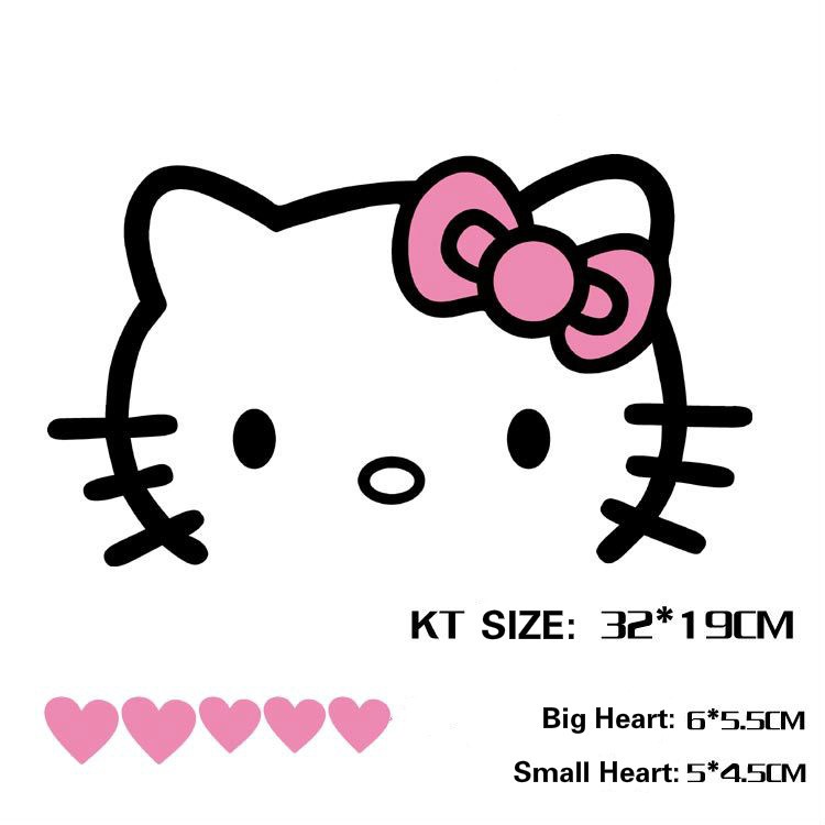 Decal dán trang trí thân xe hơi hình Hello Kitty phản quang