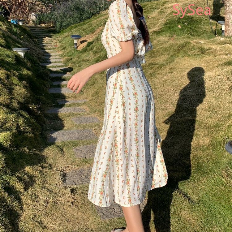 Đầm Hoa Phối Nơ Phong Cách Vintage Thời Trang Mùa Hè