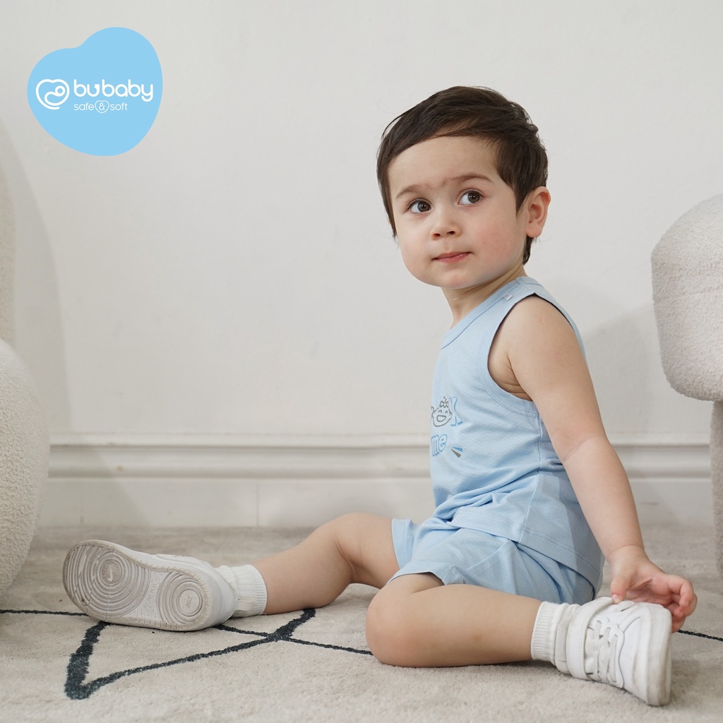 Bộ ba lỗ cổ tròn Kiomi LookMe Bu Baby, bộ quần áo ba lỗ dành cho bé trai mùa hè mát mẻ thoải mái.