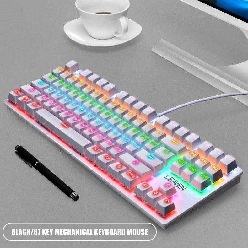 Bàn phím cơ Gaming Leaven K550 Blue Switch TKL 87 phím, LED RGB, chống nước, Bảo hành 1 năm