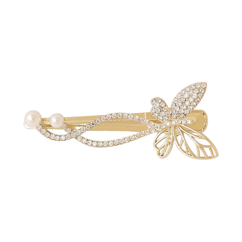 1 kẹp tóc hình bướm đính ngọc trai giả đơn giản phong cách Hàn Quốc