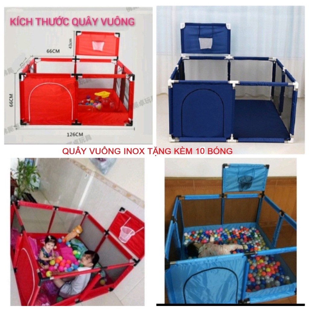 Quây bóng, Lều bóng chữ nhật cho bé ( 1m23x2m3 cao 64cm , kèm 10 bóng 5cm ).