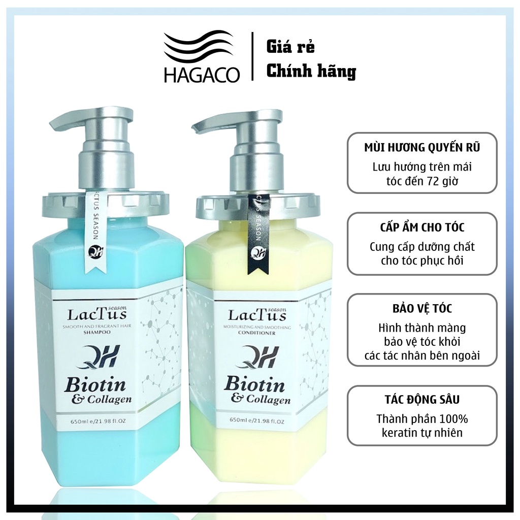 Dầu gội Biotin Lactus Season giảm rụng tóc, ngăn gàu nuôi dưỡng từ chân tóc QH Lactus CT84