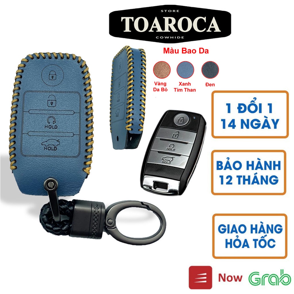 Bao Da Chìa Khoá Smartkey Ô Tô KIA Seltos 2021 2022, Sonet luxury, Premium(loại 4 nút) Da Bò Cao Cấp Handmade Toaroca