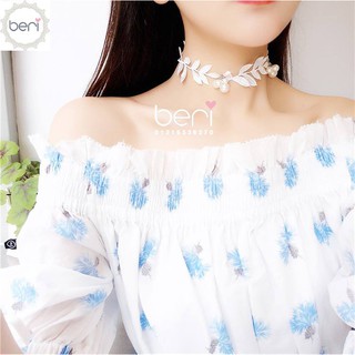 Dây chuyền choker ren chiếc lá BERI (Trắng) - DC006