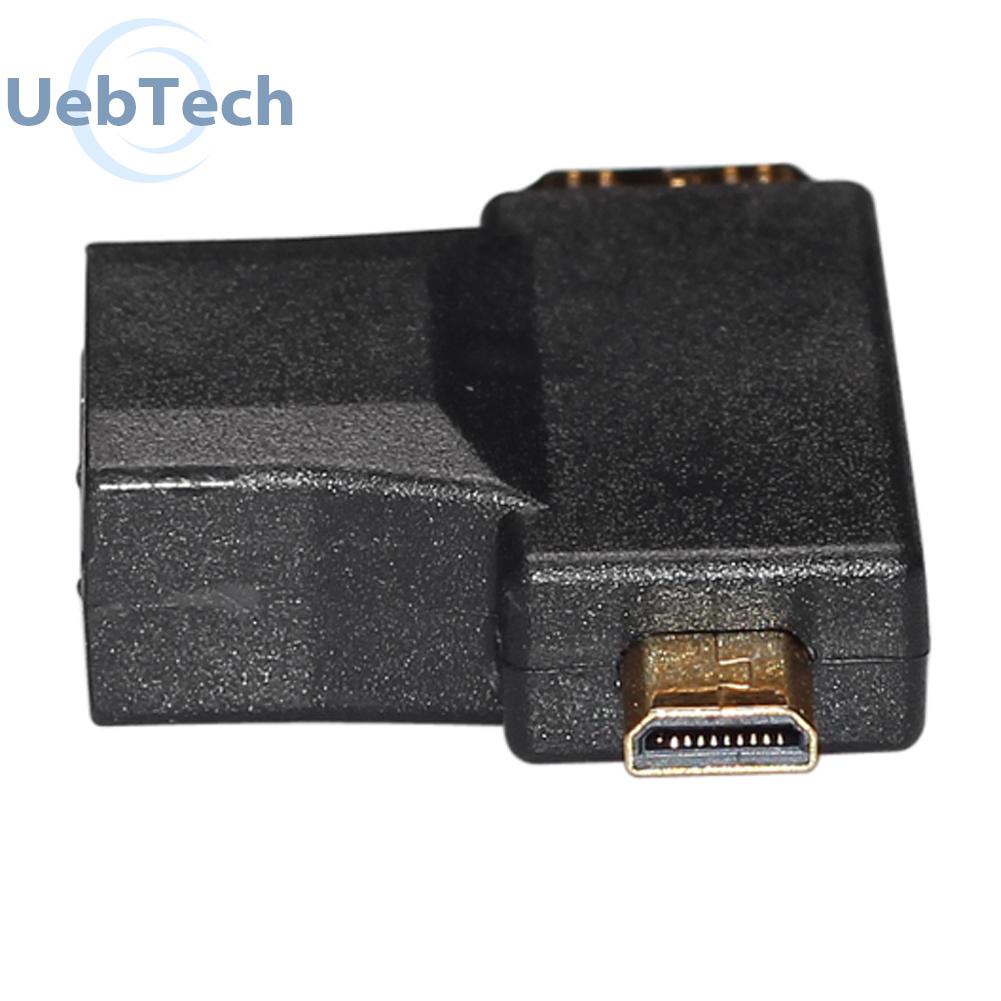Uebtech 3 x HDMI-compatible Female to Mini&amp;Micro HDMI-compatible Male 2 in1 Multi 90° Convertor Adapter