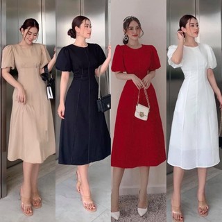 Đầm xoè thiết kế tay bồng cổ tròn MITRIE dự tiệc sang trọng -D02
