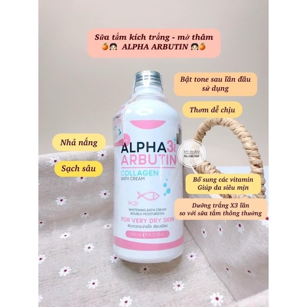 Sữa tắm dưỡng trắng da alpha arbutin Thái lan 350ml