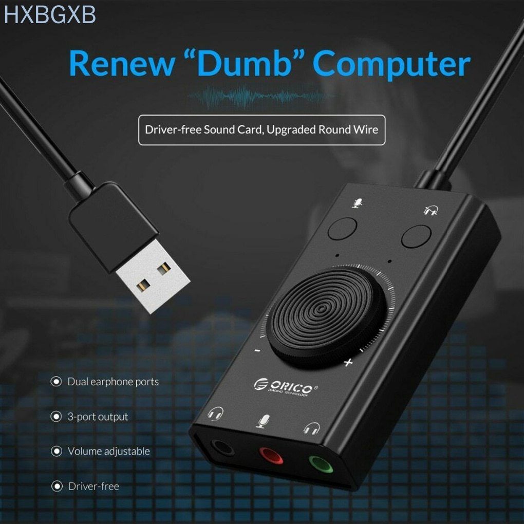 HXBG Computer External Audio Adapter Card Laptop USB 5 Channel Sound Card with 3.5mm Audio Ports