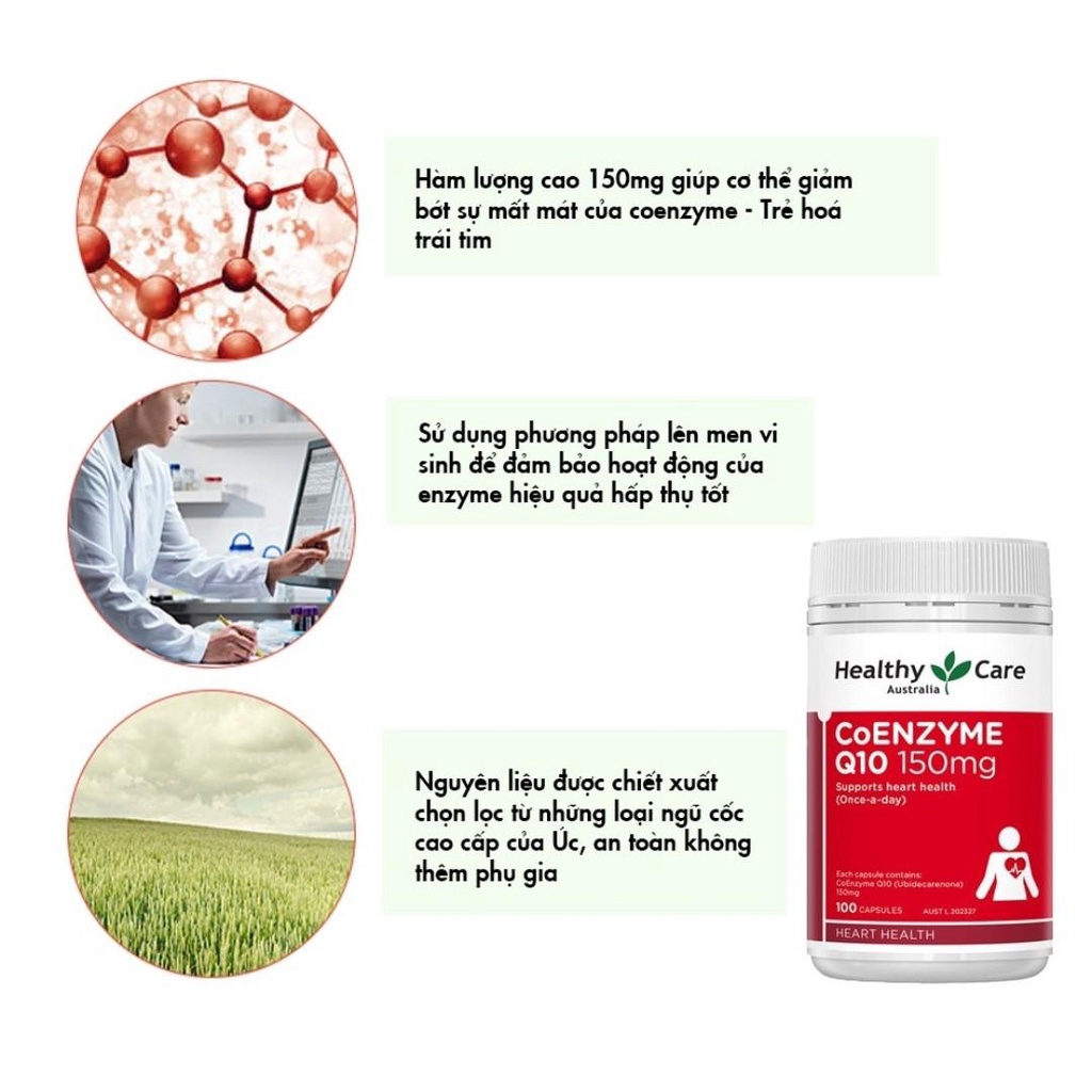 Viên uống bổ tim mạch Healthy Care Coenzyme Q10 100 viên nội địa Úc Maxwell
