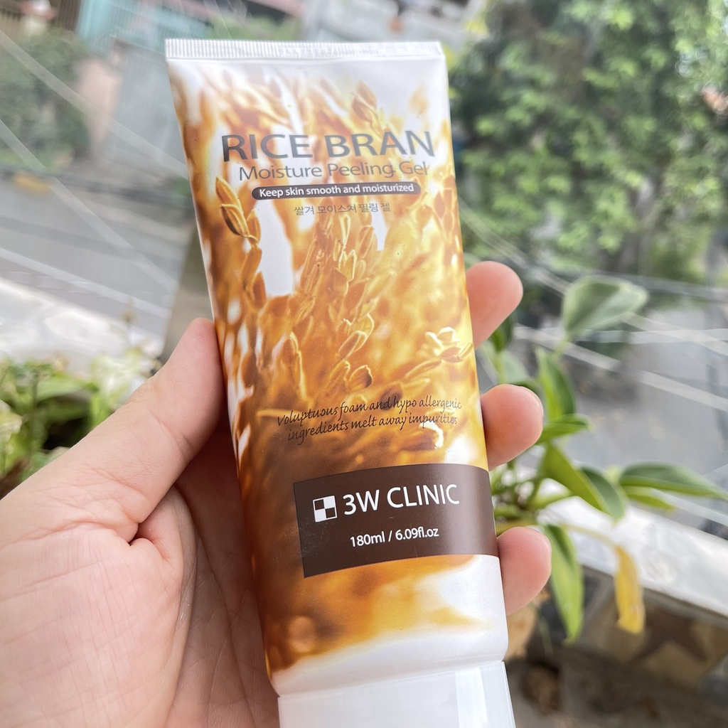 Gel tẩy da chết 3W CLINIC chiết xuất trà xanh, nhau thai cừu, cám gạo  Moisture Peeling Gel 180ML NPP Tido88