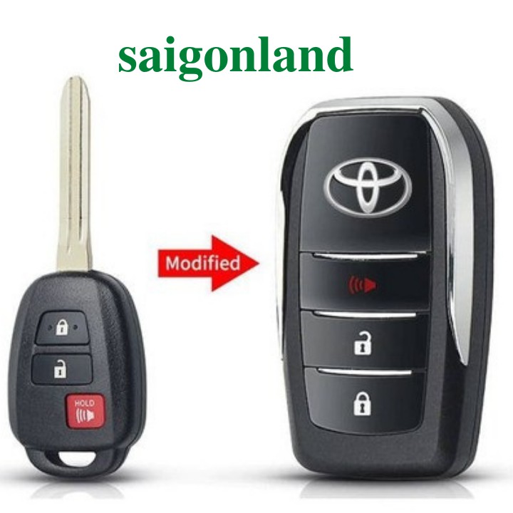 Vỏ Độ Chìa Khóa 3 Nút Cho Xe Ô Tô Toyota Dòng Vios, Camry, Yaris, Corolla, Innova,...