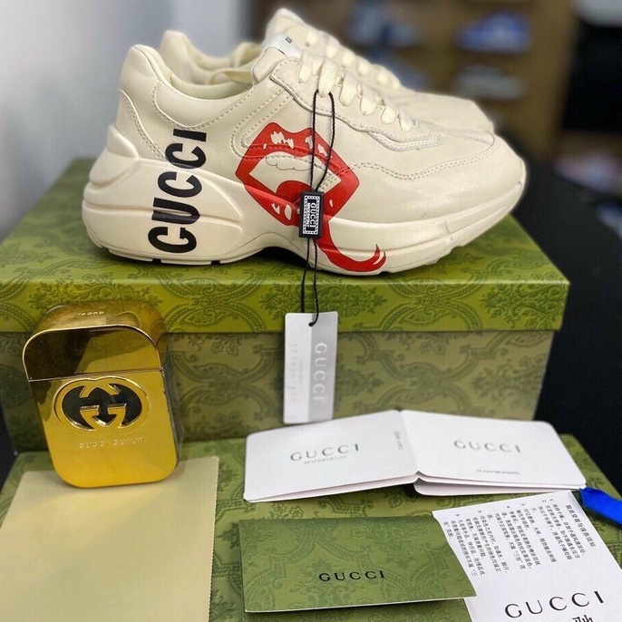Giày thể thao nam nữ, giày sneaker, Giày Gucci môi sạch thể thao nam nữ tăng chiều cao fullbox