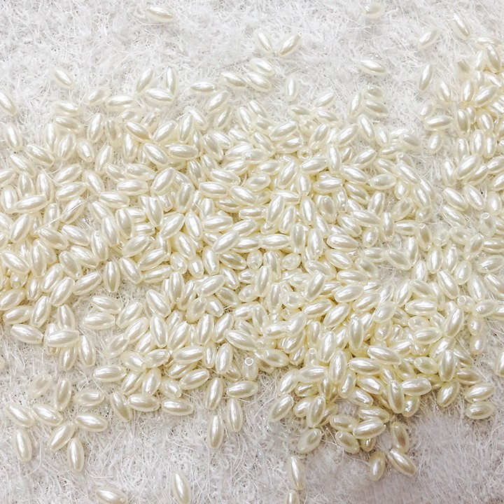 Gói 200 hạt cườm trai nhựa dài 6mm lúa gạo nhựa size 6li trang trí thủ công làm vòng tay sang trọng