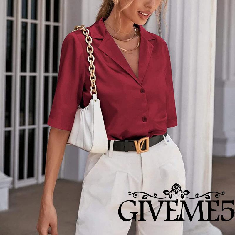 Áo Sơ Mi Ngắn Tay Cổ V Cài Nút Thời Trang Mùa Hè Cho Nữ