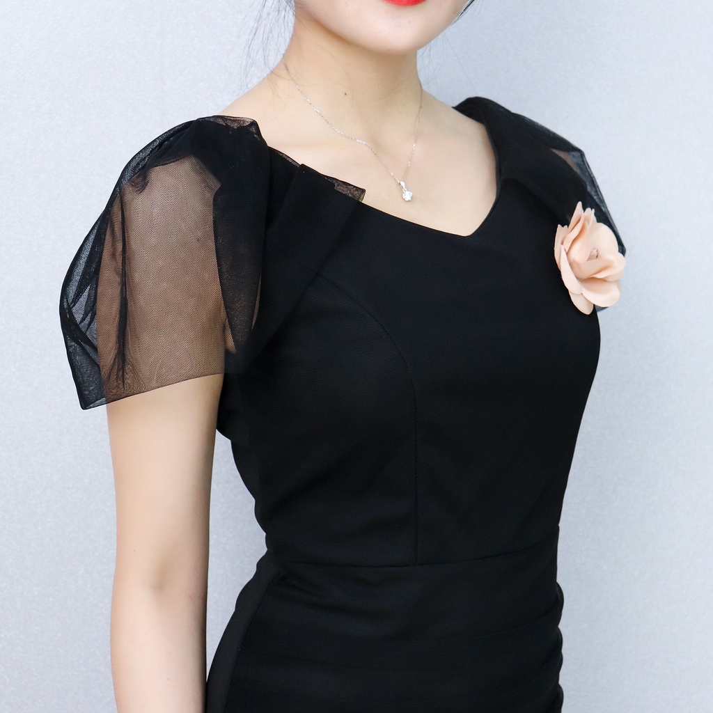 Đầm Body Công Sở Dự Tiệc Sang Trọng Bigsize AMYRA ,Thiết Kế Dáng Ôm Tay Phối Lưới Quyến Rũ Thanh Lịch Cao Cấp DA193