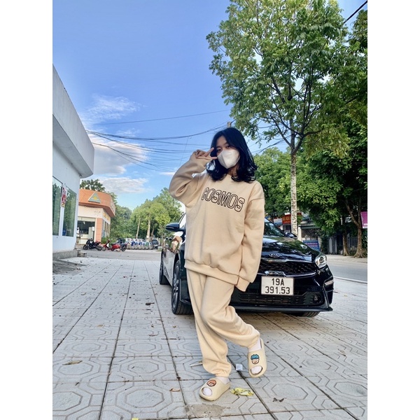 Set Nỉ Cosmos PEONYB Unisex 🌸 Bộ đồ quần ống boom áo dài tay hoodie form rộng nam nữ Ulzzang 🌸 | BigBuy360 - bigbuy360.vn