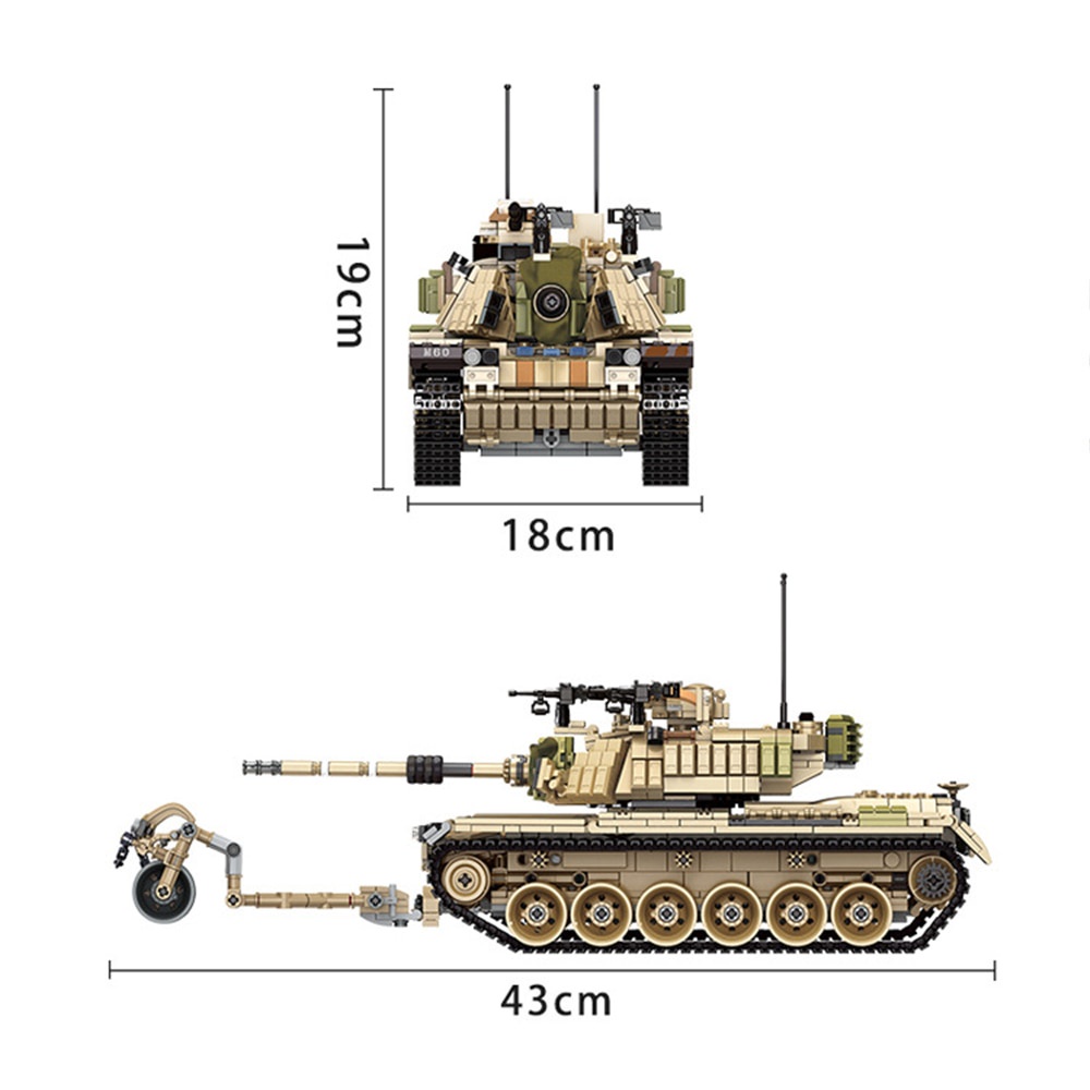 Đồ chơi Lắp ráp Mô hình xe tăng Panlos 632004 Military WW2 Series 1753PCS Israel M60 MAGACH Main Battle Tank