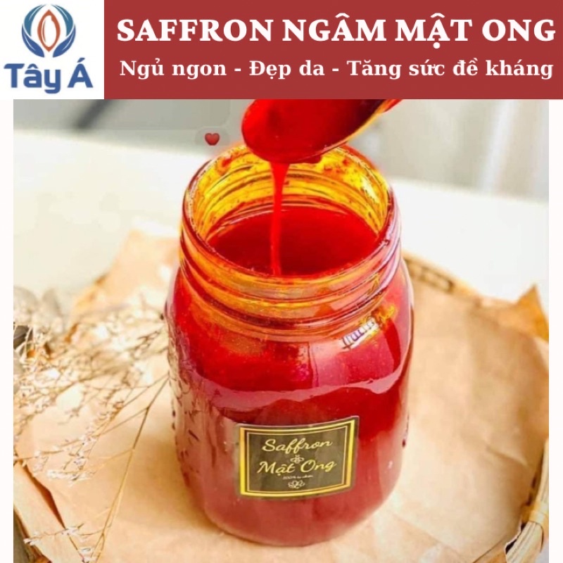 Saffron ngâm mật ong - hũ1 gram-180ml- SAFFRON TÂY Á Bahraman Super Negin-nhuỵ hoa nghệ tây- Nhập khẩu độc quyền từ Iran