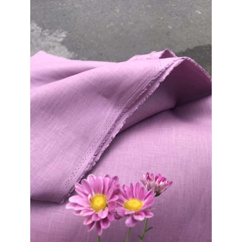 vải linen tưng premium màu tím cúc cũ, tông trầm tôn da!