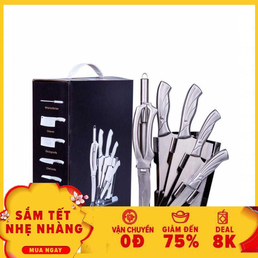 [SỐ LƯỢNG CÓ HẠN] Bộ dao nhật 6 món inox nguyên khối cao cấp-Thái Thịt, Chặt gà,Cắt gà Lưỡi dao cực sắc