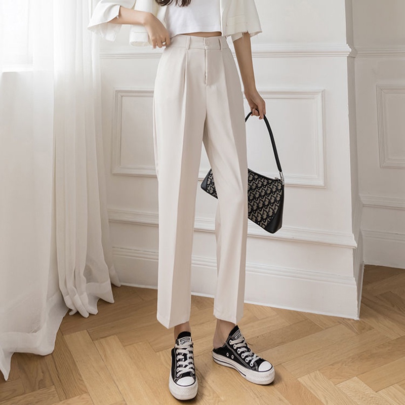 Quần ống suông IELGY lưng cao màu trơn thân thiện với làn da cho nữ