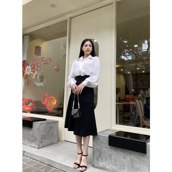 VELLE DESIGN Chân váy công sở Dania thanh lịch, chất cotton Hàn dày dặn