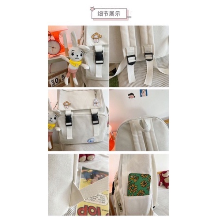 Balo full đen unisex có nịt quai (có sẵn, hình thật)